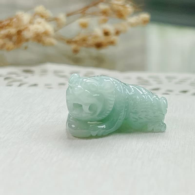果陽綠翡翠老虎項鍊擺飾 | 天然緬甸玉A貨翡翠 | 送禮