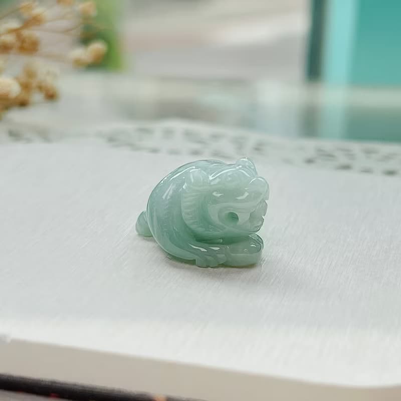 果陽綠翡翠老虎項鍊擺飾 | 天然緬甸玉A貨翡翠 | 送禮