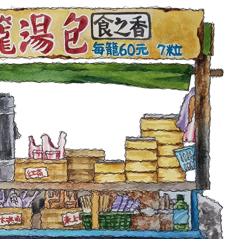 台灣街景海報-早餐餐車-早餐店-藝術微噴/掛畫/複製畫