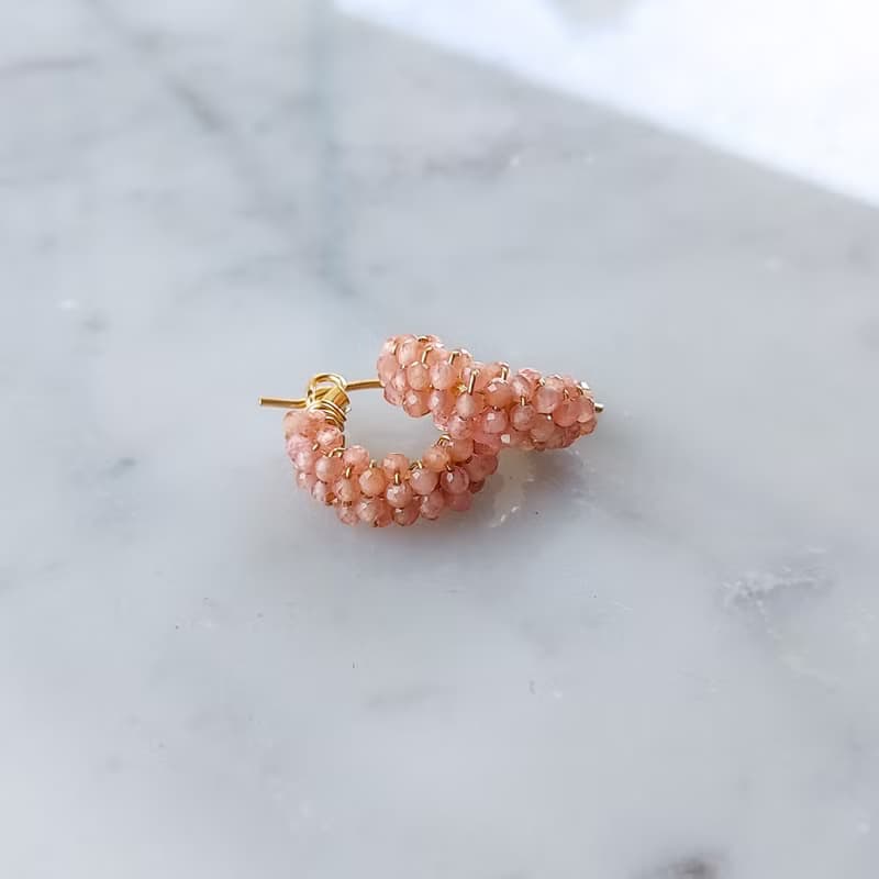 14Kgf Incarose wrapped hoop pierced earrings / clip on earrings