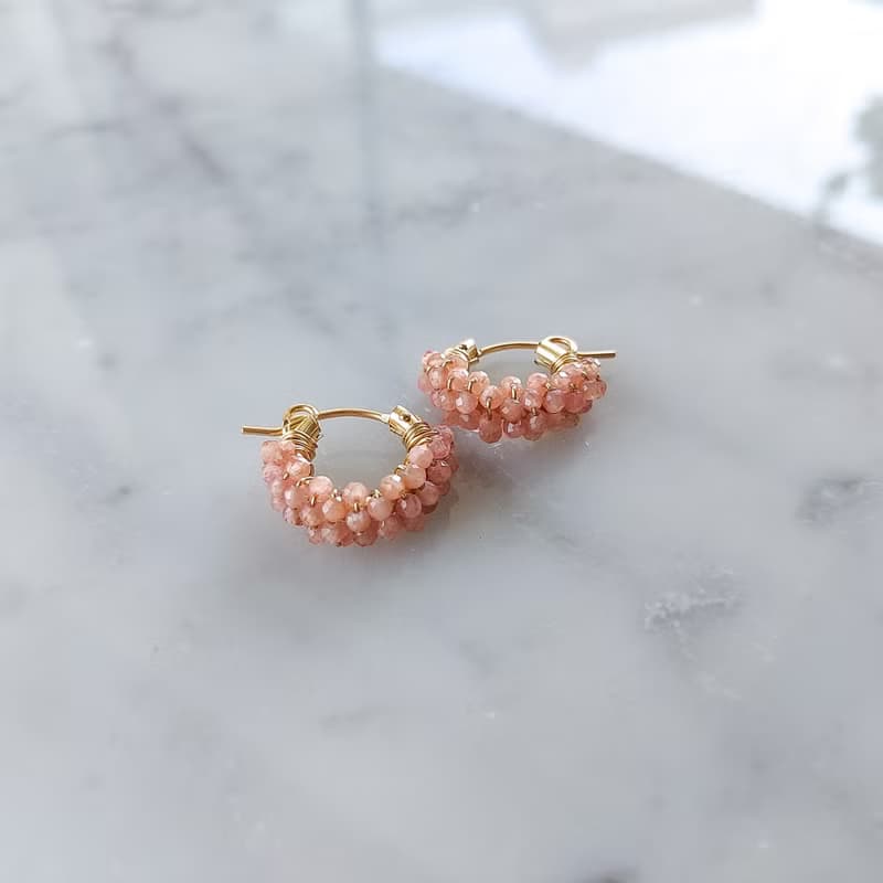 14Kgf Incarose wrapped hoop pierced earrings / clip on earrings