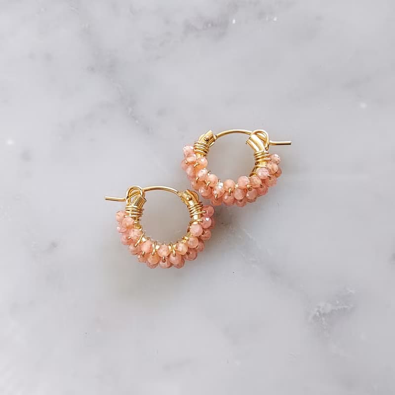 14Kgf Incarose wrapped hoop pierced earrings / clip on earrings