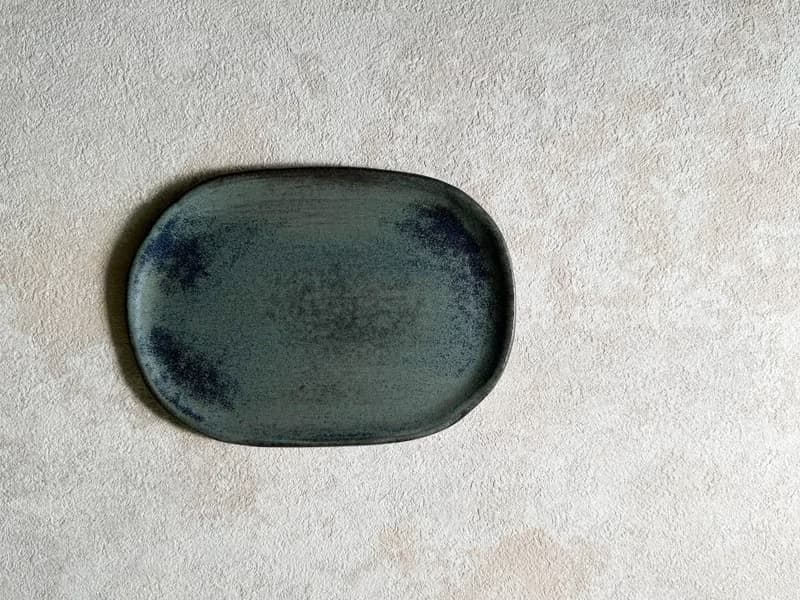 【霧面灰藍】橢圓平盤