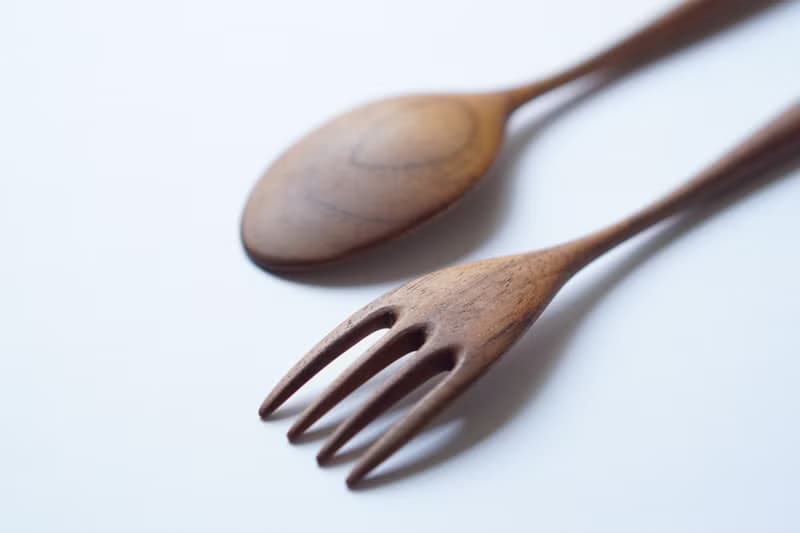 木のカレースプーン&フォーク大セット, ウォルナット