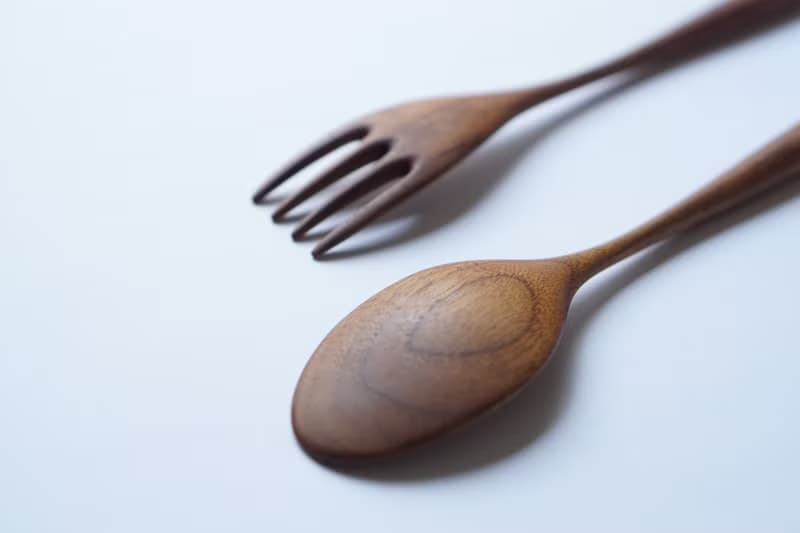 木のカレースプーン&フォーク大セット, ウォルナット