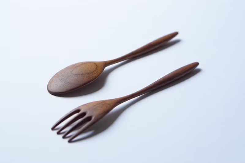 木のカレースプーン&フォーク大セット, ウォルナット