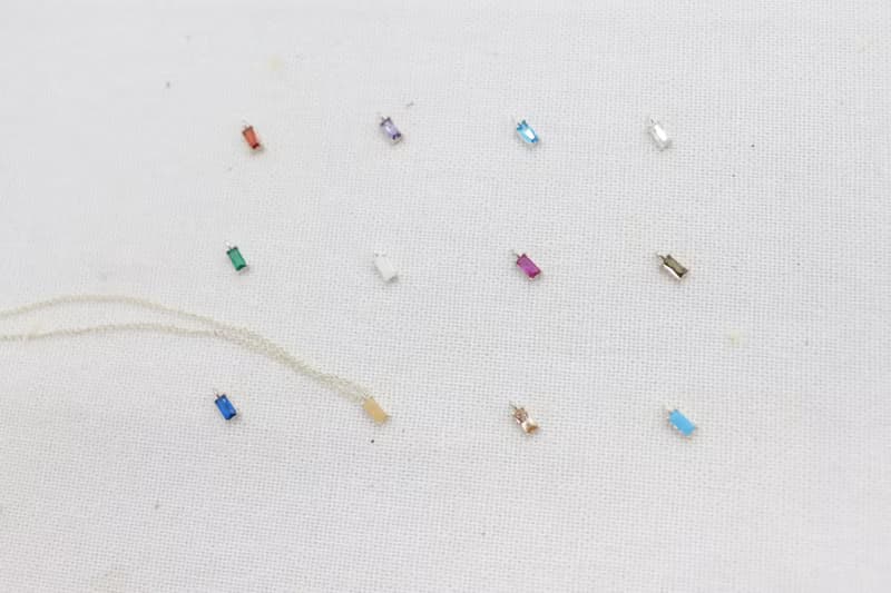 (925 Silver) Very Tiny Baguette Birthstone Bracelet & Anklet Petite Birthstones