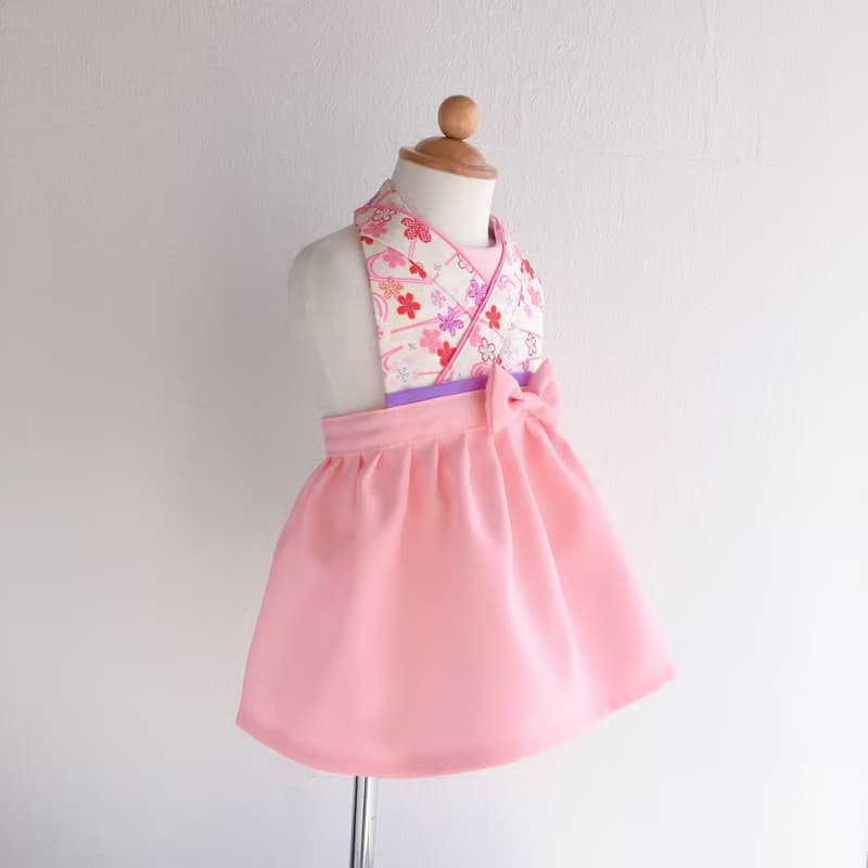Kawaii Kimono Bib Dress(日本和服圍兜)  - 櫻花 - LP