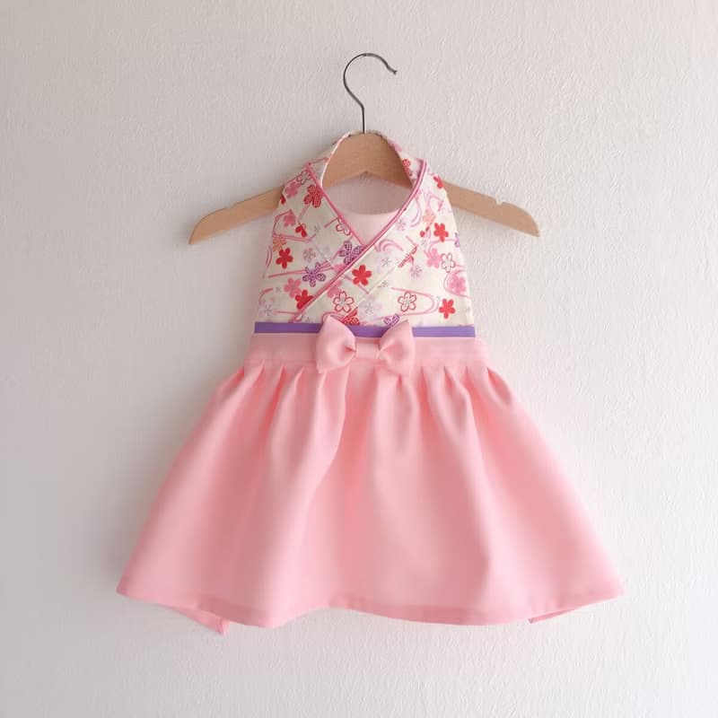 Kawaii Kimono Bib Dress(日本和服圍兜)  - 櫻花 - LP