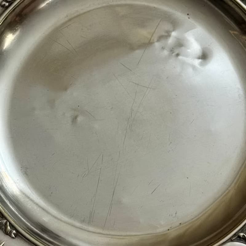 50551-絕美法國古董洛可可風格鍍銀高腳盤25.5