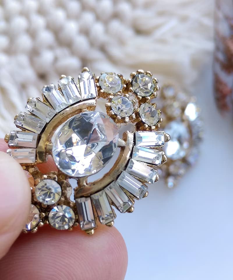 Vintage Jewelry 西洋古董飾品 浮誇 摩登復古 白鑽 針式耳環