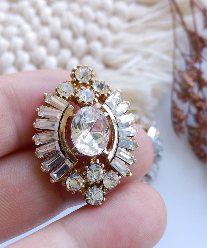 Vintage Jewelry 西洋古董飾品 浮誇 摩登復古 白鑽 針式耳環