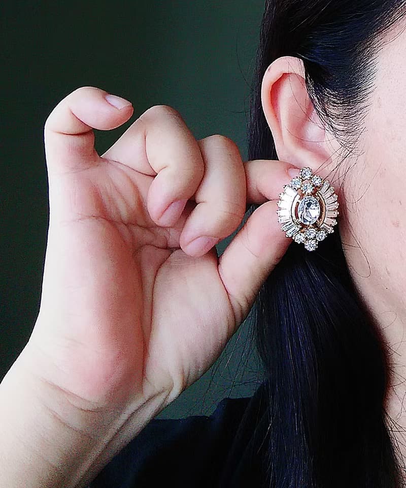 Vintage Jewelry 西洋古董飾品 浮誇 摩登復古 白鑽 針式耳環