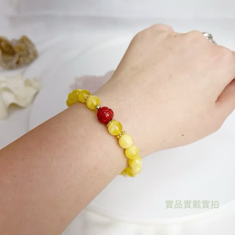 避邪擋煞/招財納福-白花蜜蠟帝王砂蓮花手鍊