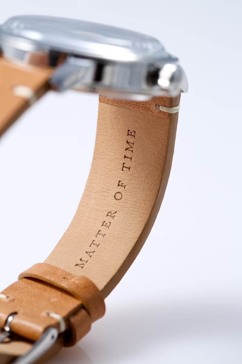 簡約機械錶配植鞣皮帶 - 白面