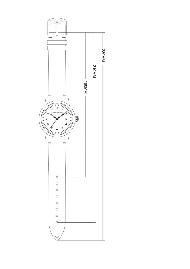 簡約機械錶配植鞣皮帶 - 白面