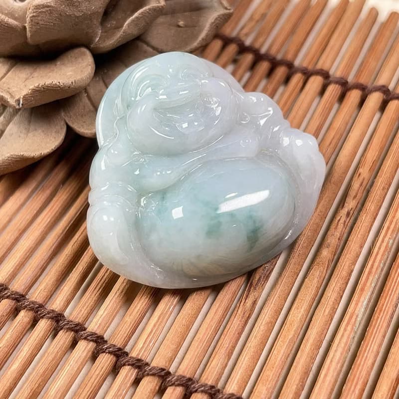 飄花翡翠彌勒佛佛公項鍊 | 裸石 | 天然緬甸玉翡翠A貨 | 送禮