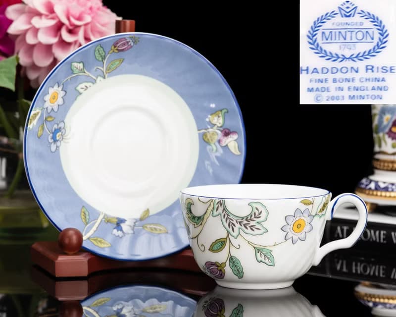 英國製Minton明頓2003年哈頓花園骨瓷下午茶咖啡杯紅茶杯碟組