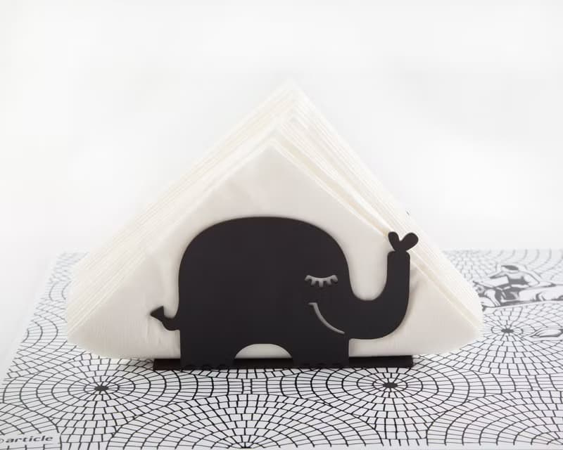 Unique napkin holder Black Elephant // Scandi style modern design