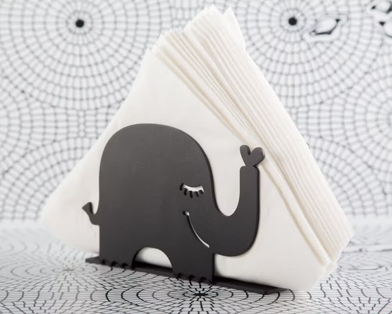 Unique napkin holder Black Elephant // Scandi style modern design