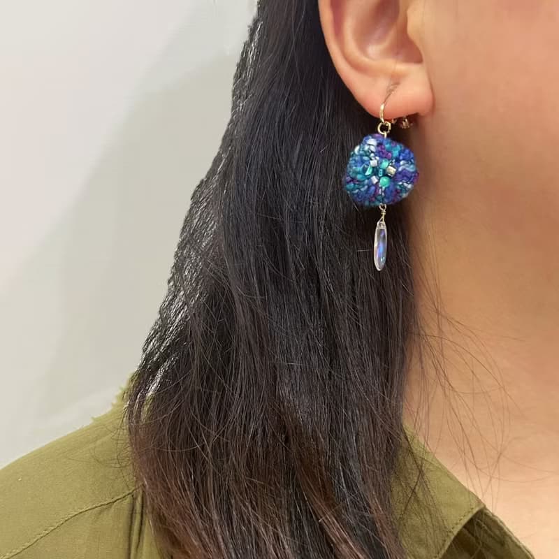 耳環 - 宮廷湖畔的銀河 - 編織耳環(耳針/耳夾)