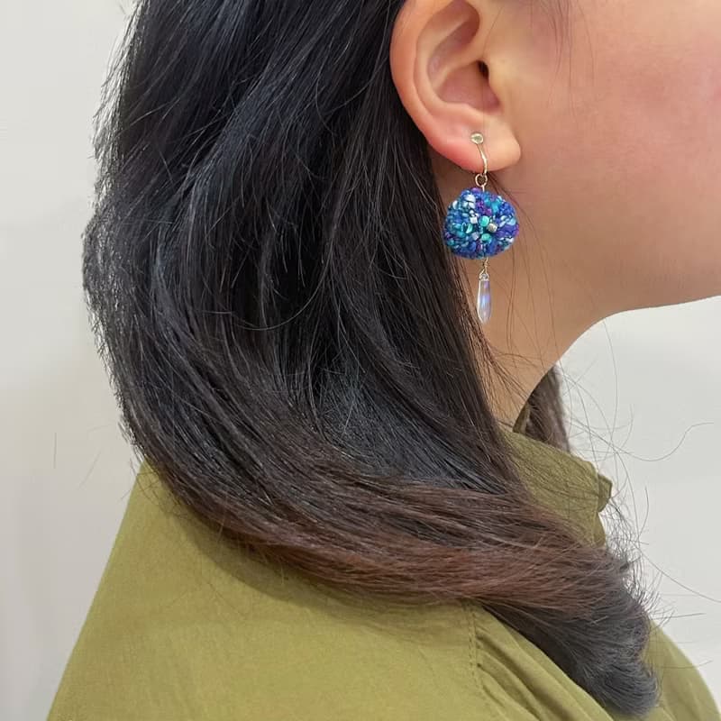 耳環 - 宮廷湖畔的銀河 - 編織耳環(耳針/耳夾)