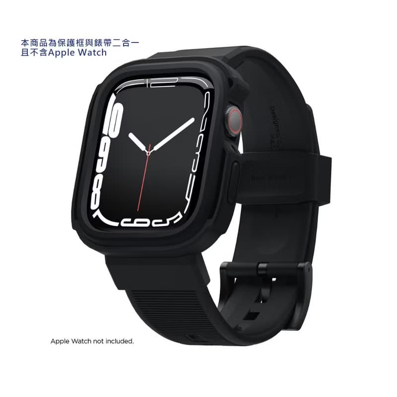 Apple Watch 44/45mm Armor 全防護防撞一體成型錶帶-黑 S9/8/7/6