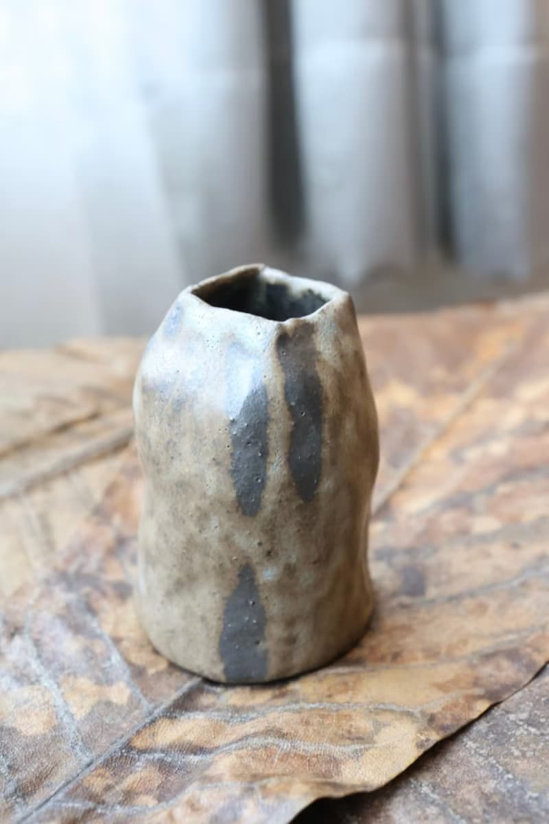 【喬遷禮物】風的皺折No7鈷綠手捏花器侘寂風雕塑擺件收藝術作品