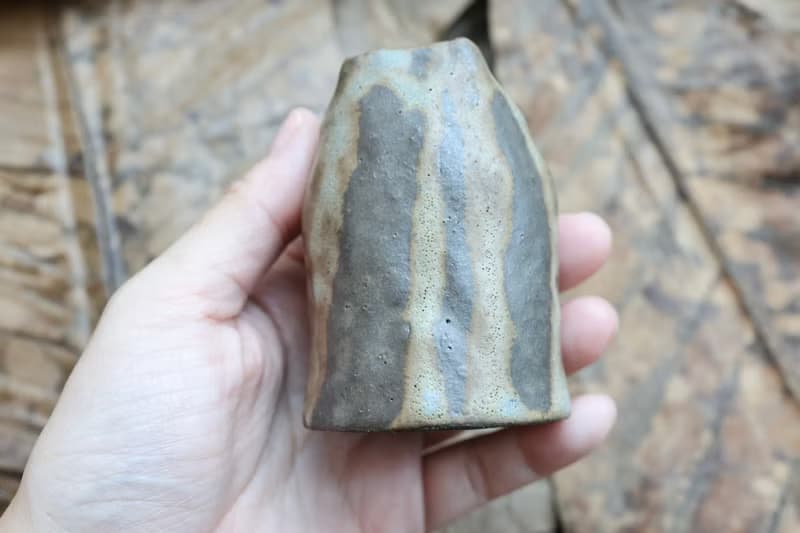 【喬遷禮物】風的皺折No7鈷綠手捏花器侘寂風雕塑擺件收藝術作品