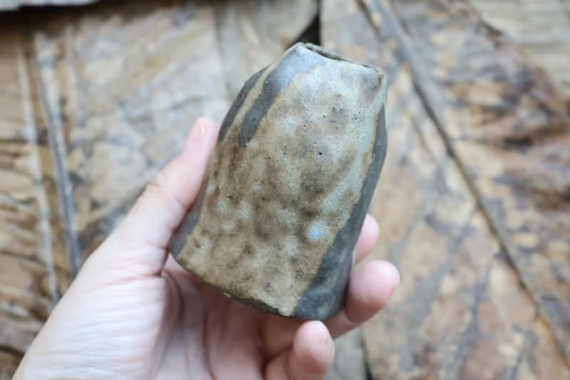 【喬遷禮物】風的皺折No7鈷綠手捏花器侘寂風雕塑擺件收藝術作品
