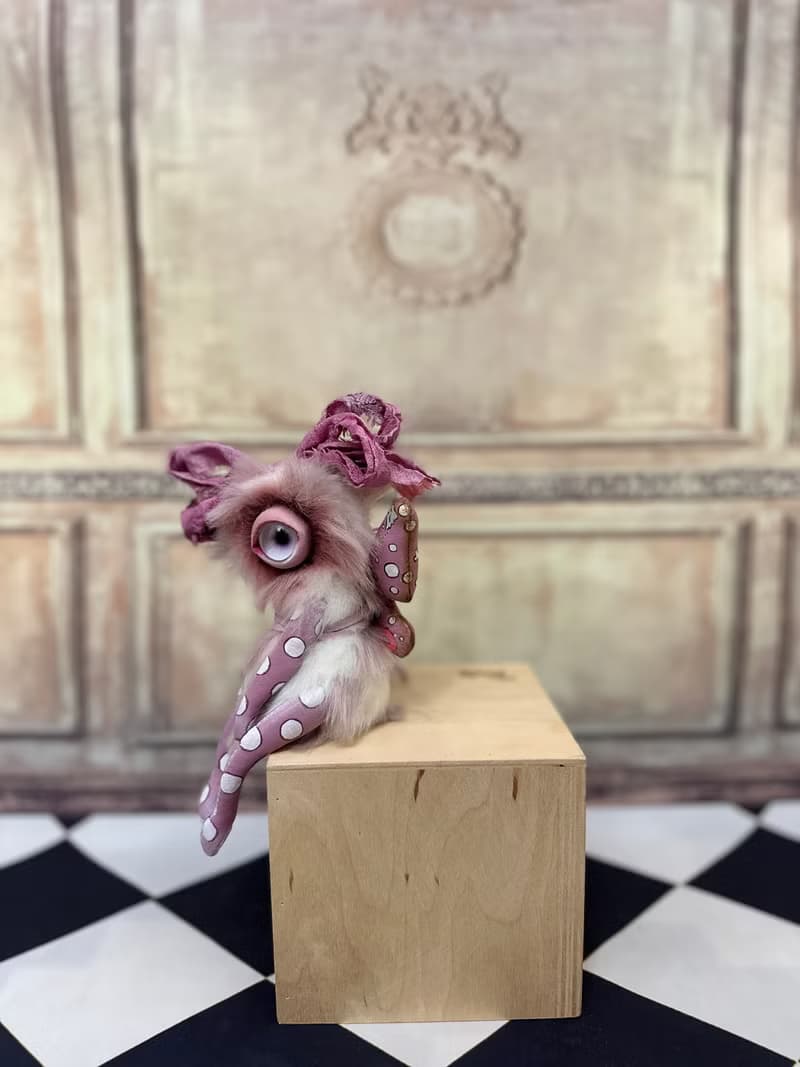 White&pink mini cyclop - doll with wings _ MADE-TO-ORDER!
