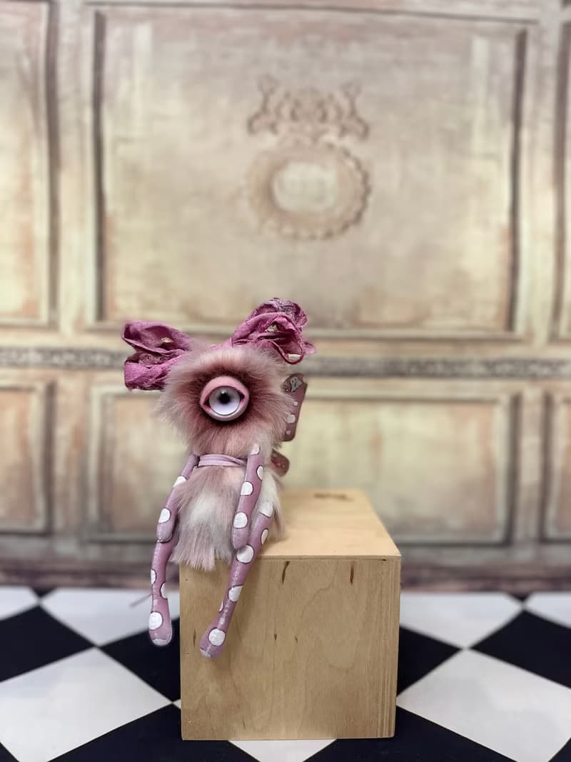 White&pink mini cyclop - doll with wings _ MADE-TO-ORDER!