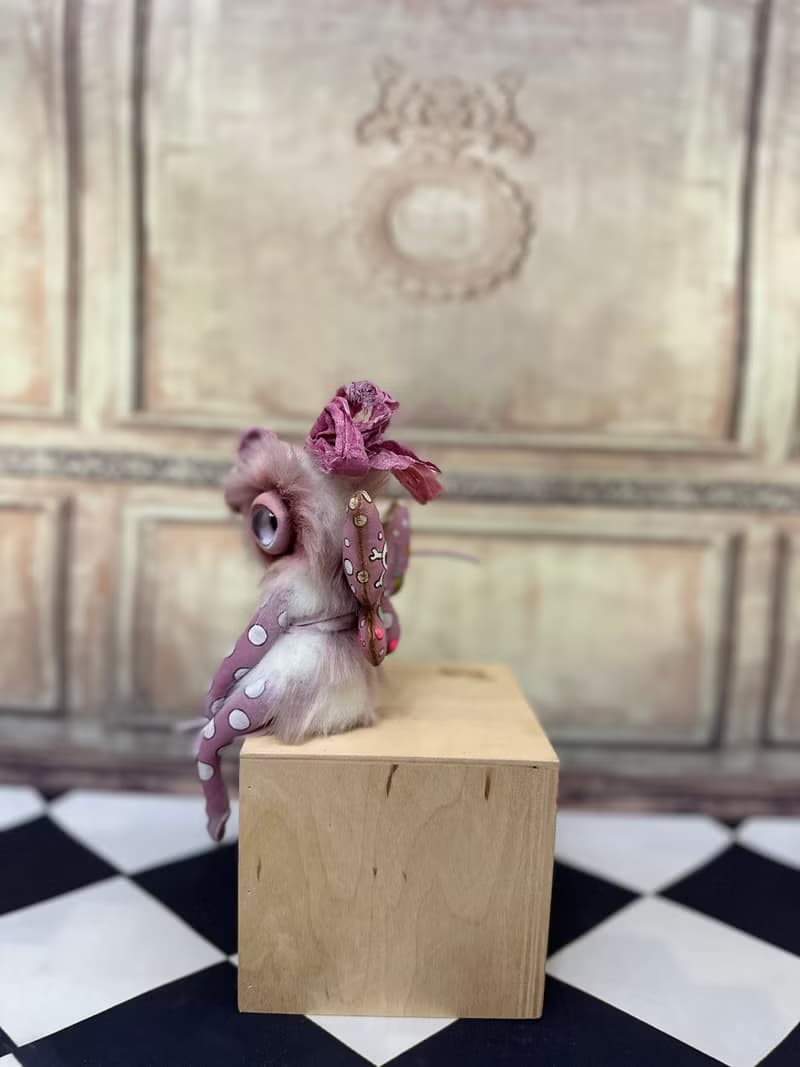 White&pink mini cyclop - doll with wings _ MADE-TO-ORDER!