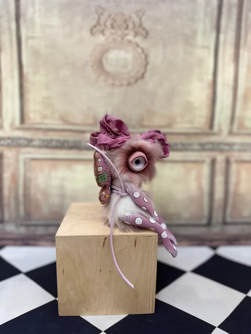 White&pink mini cyclop - doll with wings _ MADE-TO-ORDER!