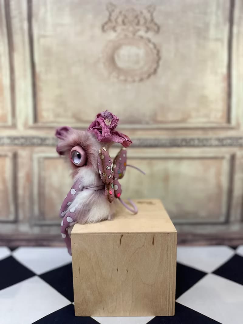 White&pink mini cyclop - doll with wings _ MADE-TO-ORDER!