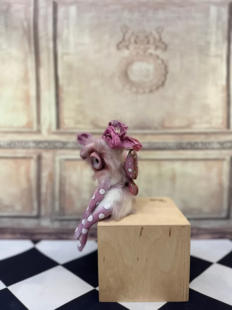 White&pink mini cyclop - doll with wings _ MADE-TO-ORDER!