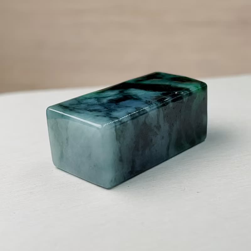 花青翡翠玉印章 | 天然緬甸玉A貨翡翠 | 送禮
