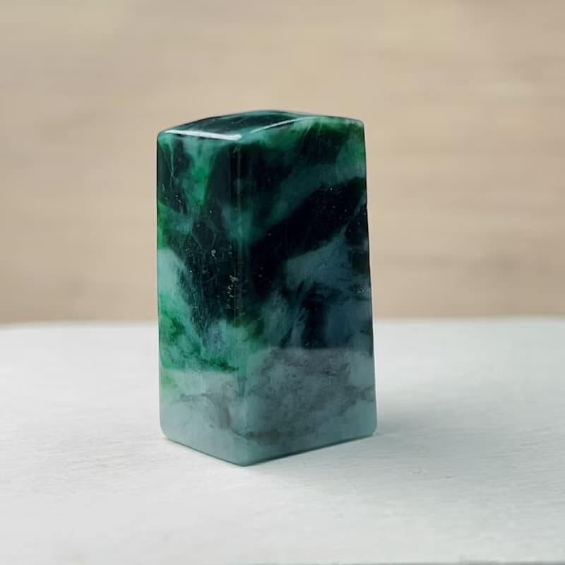 花青翡翠玉印章 | 天然緬甸玉A貨翡翠 | 送禮