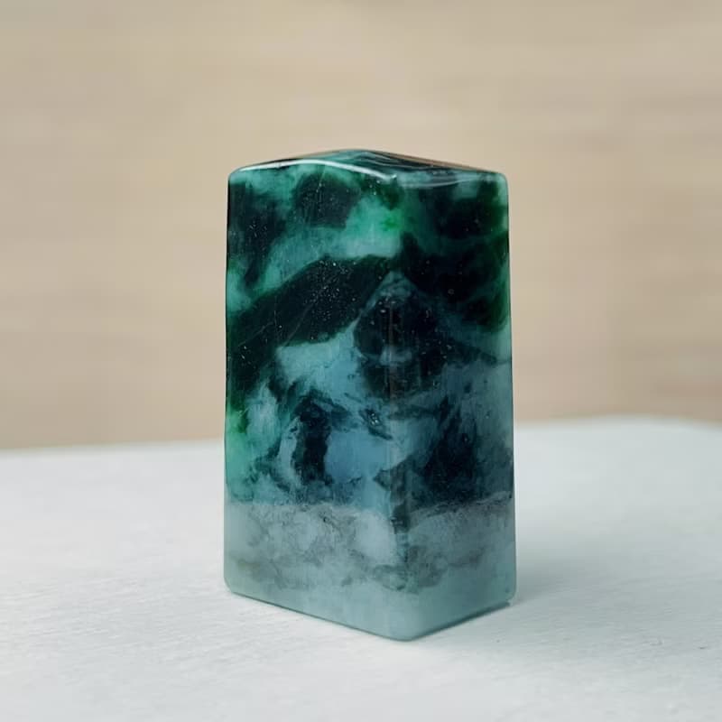 花青翡翠玉印章 | 天然緬甸玉A貨翡翠 | 送禮