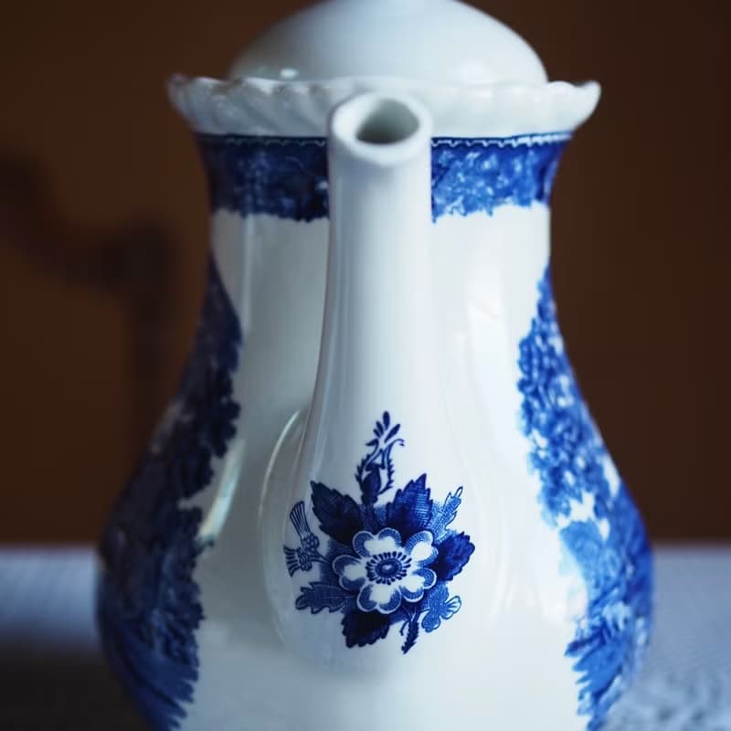 復古 英國老牌 Adams 經典藍白圖案 茶壺 + 糖罐 套裝