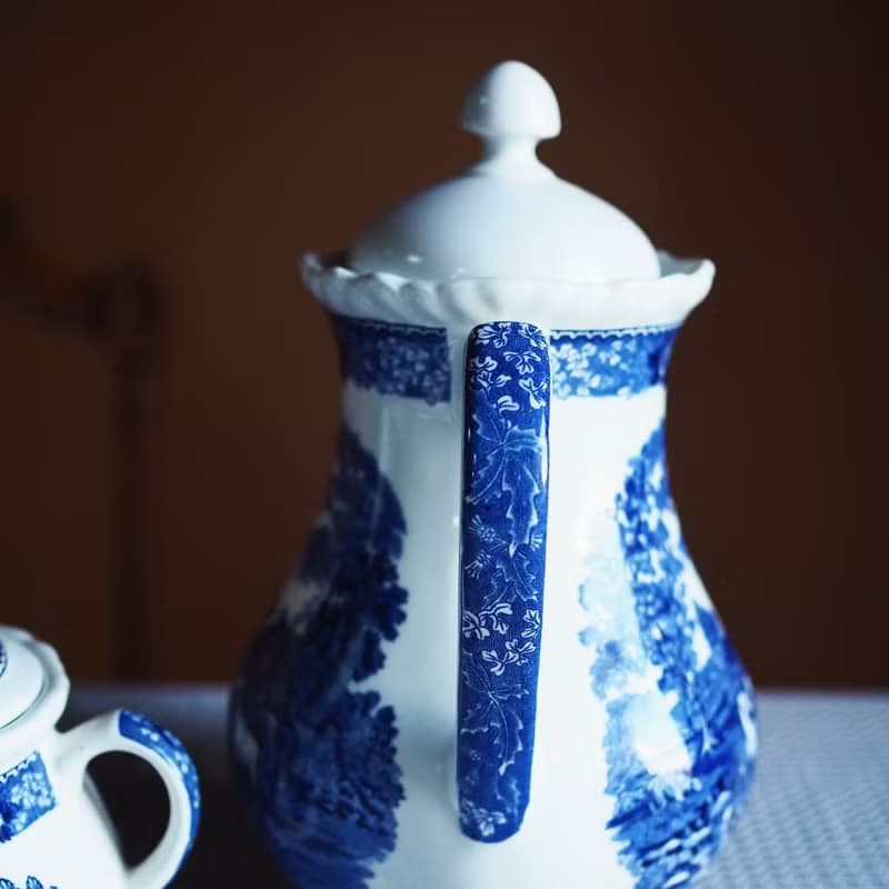 復古 英國老牌 Adams 經典藍白圖案 茶壺 + 糖罐 套裝