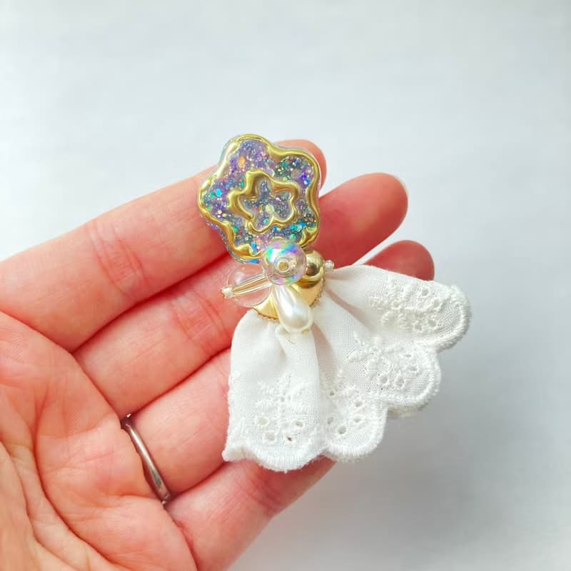 マーメイド ピアス イヤリング フラワー レース オーロラ きらきら イヤーアクセサリー 普段使い