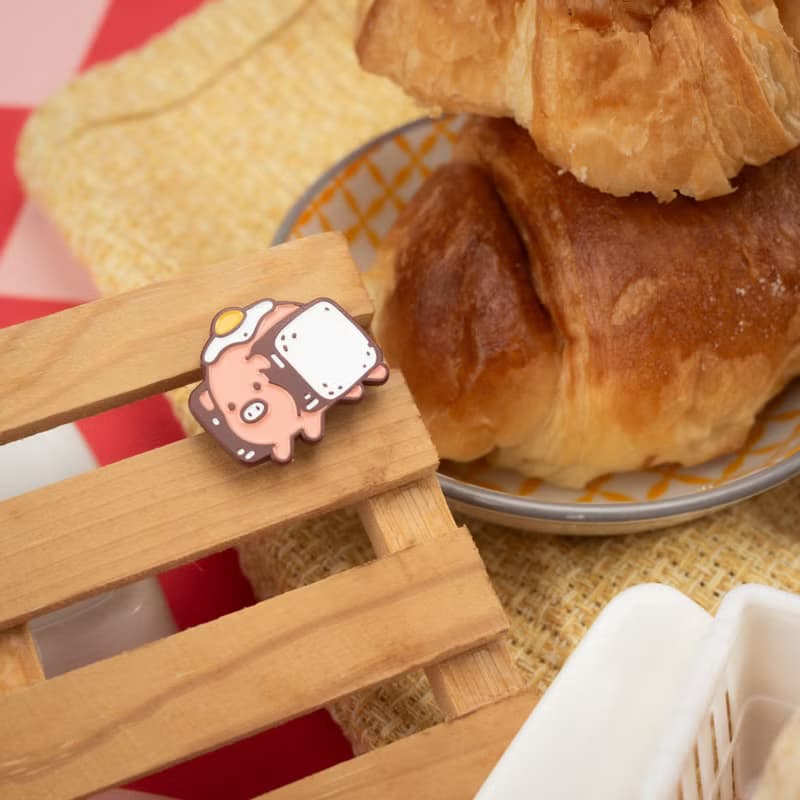 Pork Katsu Sando Dyed Enamel Pin — Cute Food Illustrations | Pork Sandwich