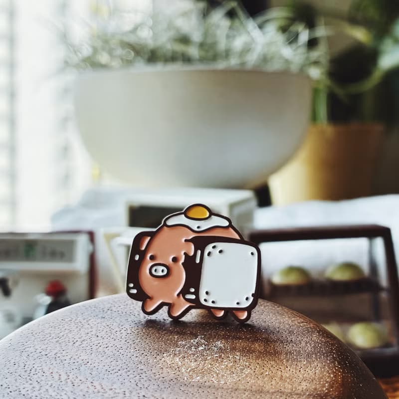 Pork Katsu Sando Dyed Enamel Pin — Cute Food Illustrations | Pork Sandwich