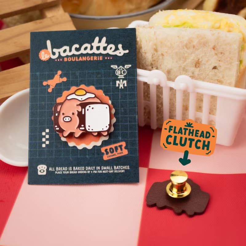 Pork Katsu Sando Dyed Enamel Pin — Cute Food Illustrations | Pork Sandwich