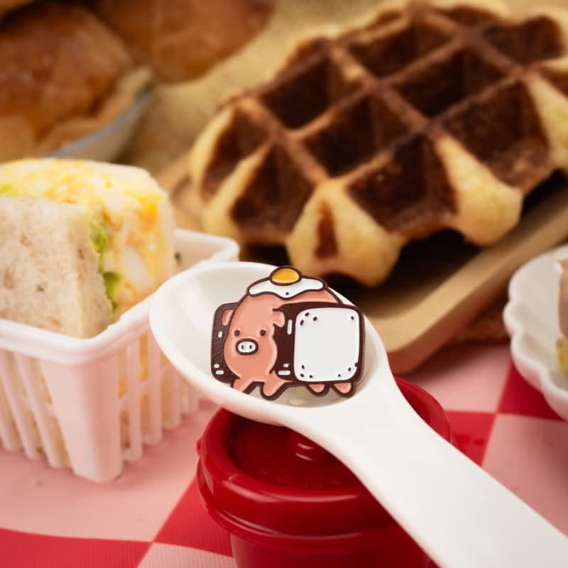 Pork Katsu Sando Dyed Enamel Pin — Cute Food Illustrations | Pork Sandwich