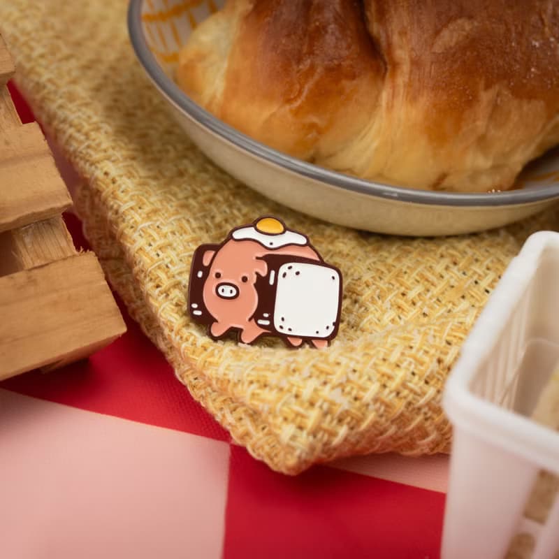 Pork Katsu Sando Dyed Enamel Pin — Cute Food Illustrations | Pork Sandwich