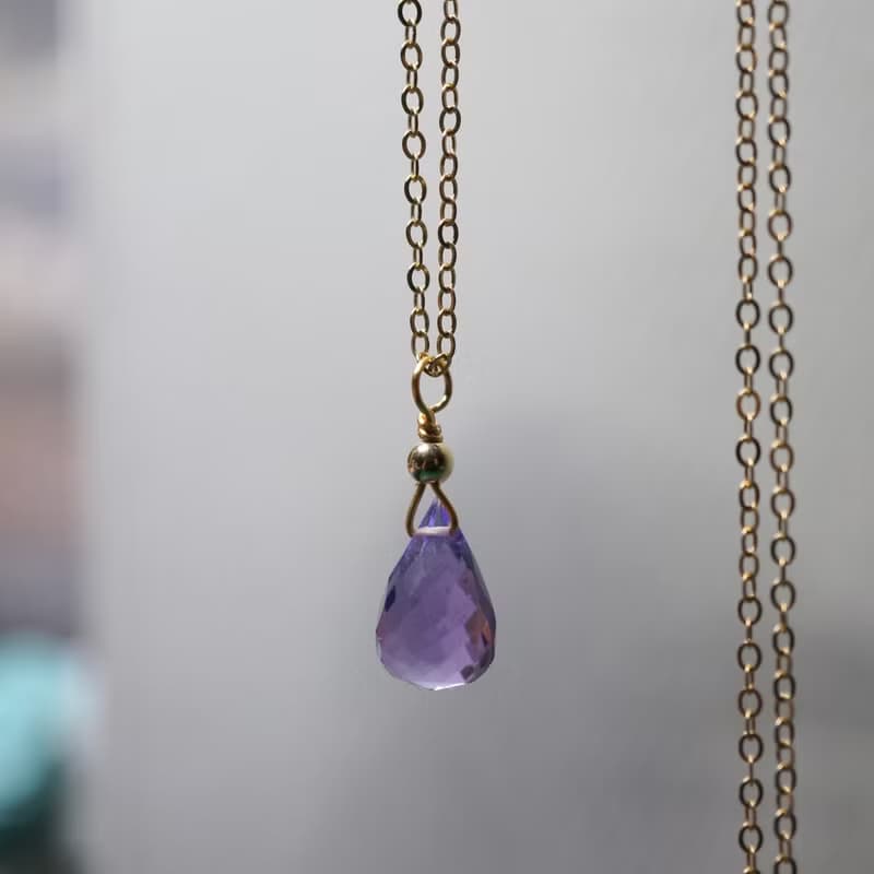 ITS-N149【14KGF・2月誕生石・紫水晶】寶石項鍊。