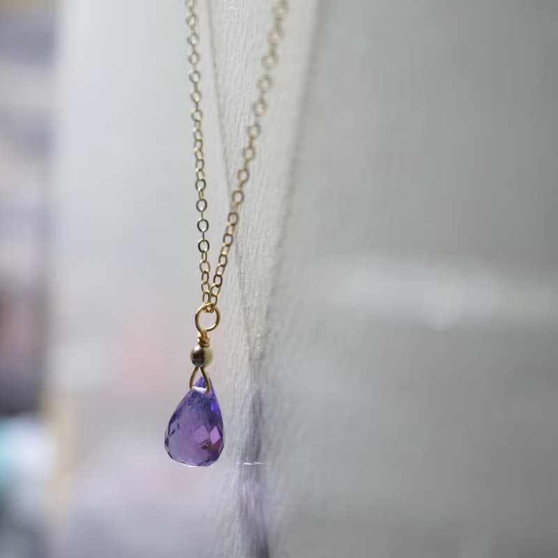 ITS-N149【14KGF・2月誕生石・紫水晶】寶石項鍊。