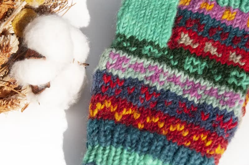 手織純羊毛針織手套/可拆卸保暖手套/內刷毛手套/觸控手套-北歐